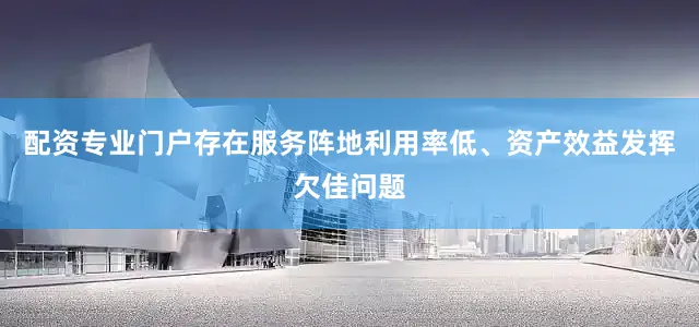 配资专业门户存在服务阵地利用率低、资产效益发挥欠佳问题